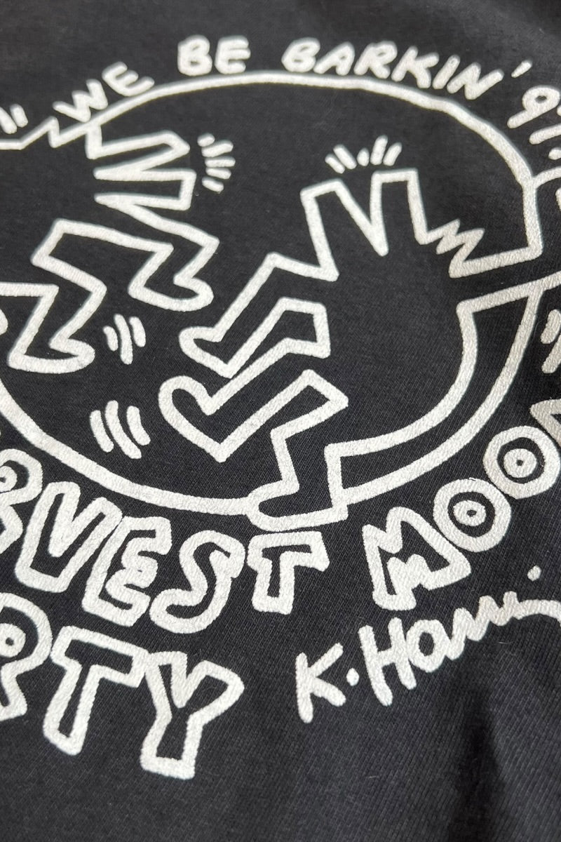 MADE IN USA 97'S KEITH HARING HARVEST MOON PARTY ART T-SHIRT / BLACK [SIZE: XL USED]