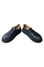 画像をギャラリービューアに読み込む, MADE IN SPAIN LEATHER SNEAKERS / BLACK [SIZE: 39 (25cm相当) USED]
