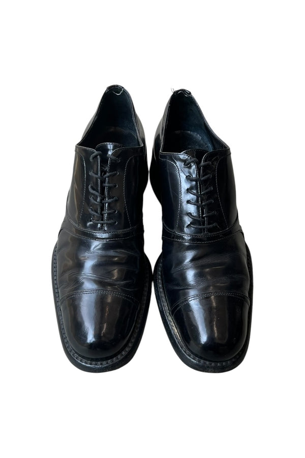 MADE IN ITALY LEATHER HEEL SHOES / BLACK [SIZE: 39 (25cm相当) USED]