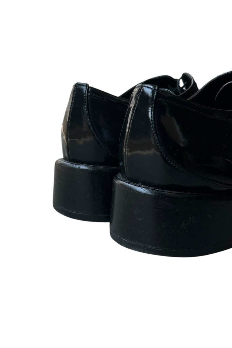 MADE IN ITALY LEATHER HEEL SHOES / BLACK [SIZE: 39 (25cm相当) USED]
