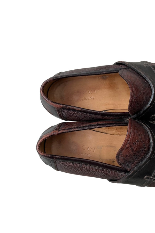 MADE IN ITALY DIAMANTE LEATHER LOAFERS / BLACK [SIZE: US9 (27cm相当) USED]