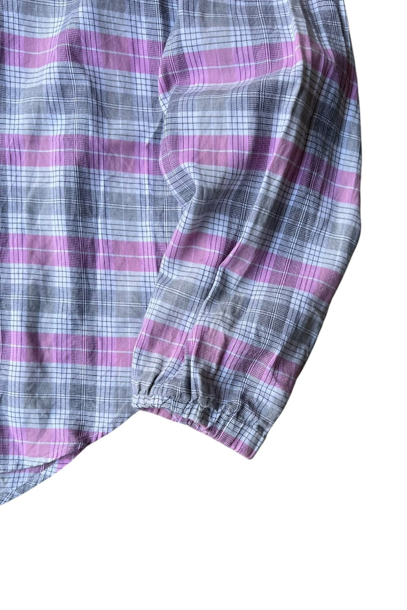 MADE IN PORTUGAL PULLOVER CHECK HOODIE SHIRT / PINK [SIZE: 48 USED]