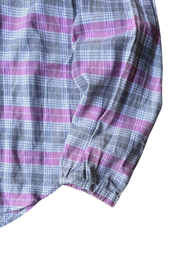 MADE IN PORTUGAL PULLOVER CHECK HOODIE SHIRT / PINK [SIZE: 48 USED]