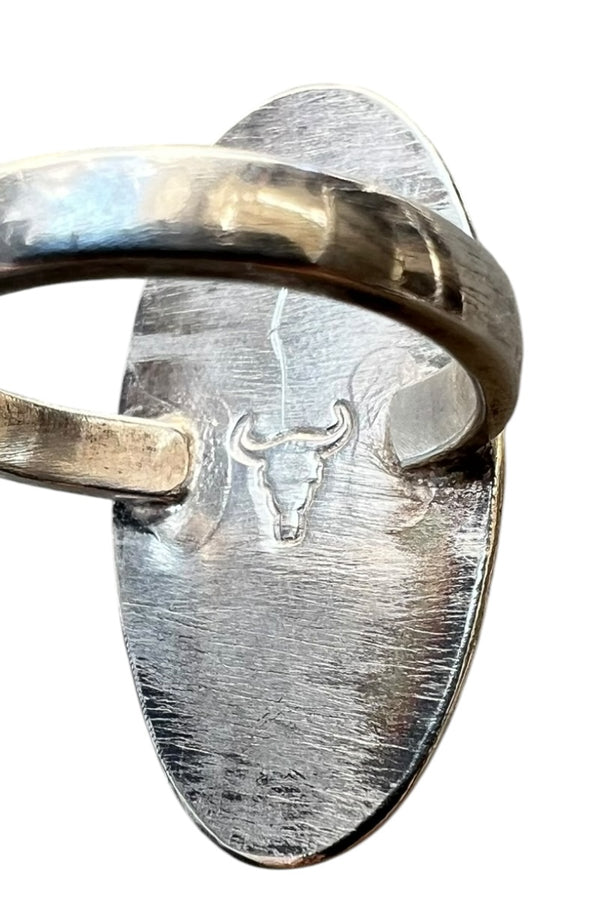 925 SILVER RING W/ZIRCONIA & BRASS / SILVER  [SIZE: 15号相当 USED]