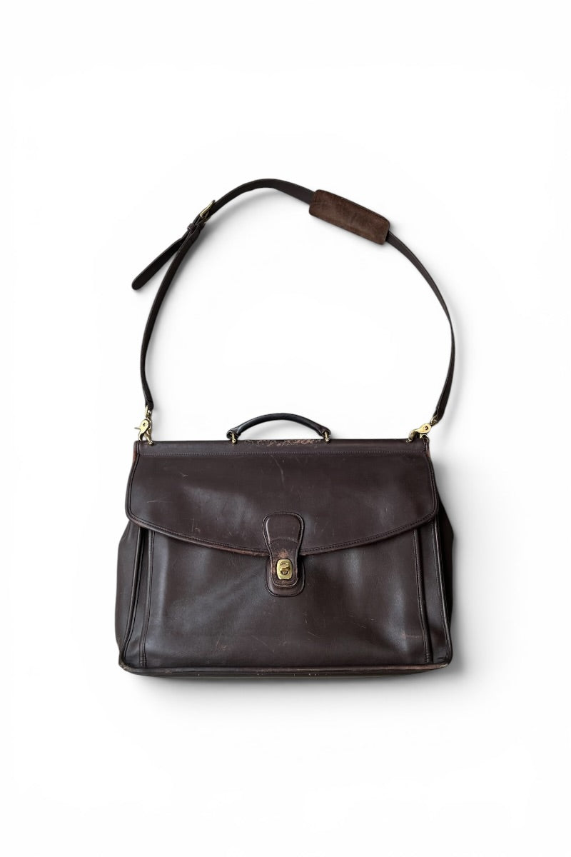 MADE IN USA 80'S LEATHER SHOULDER BAG / BROWN [SIZE: ONE SIZE USED]