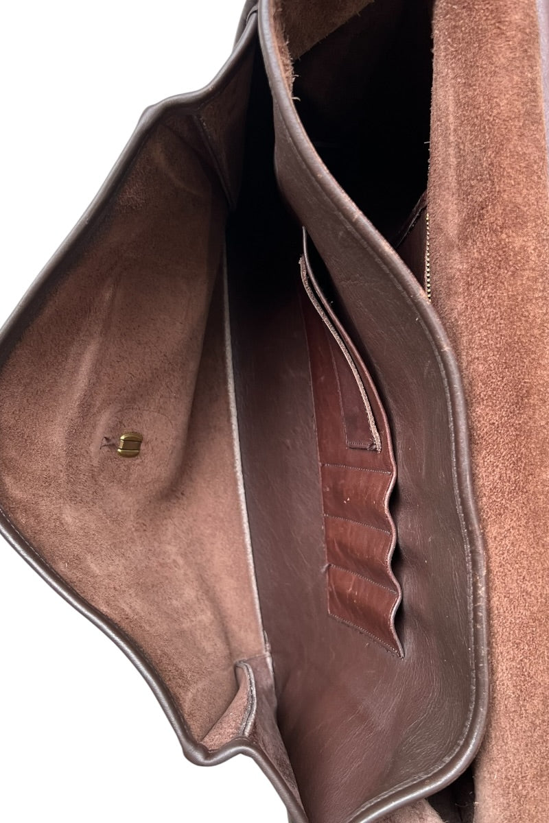 MADE IN USA 80'S LEATHER SHOULDER BAG / BROWN [SIZE: ONE SIZE USED]