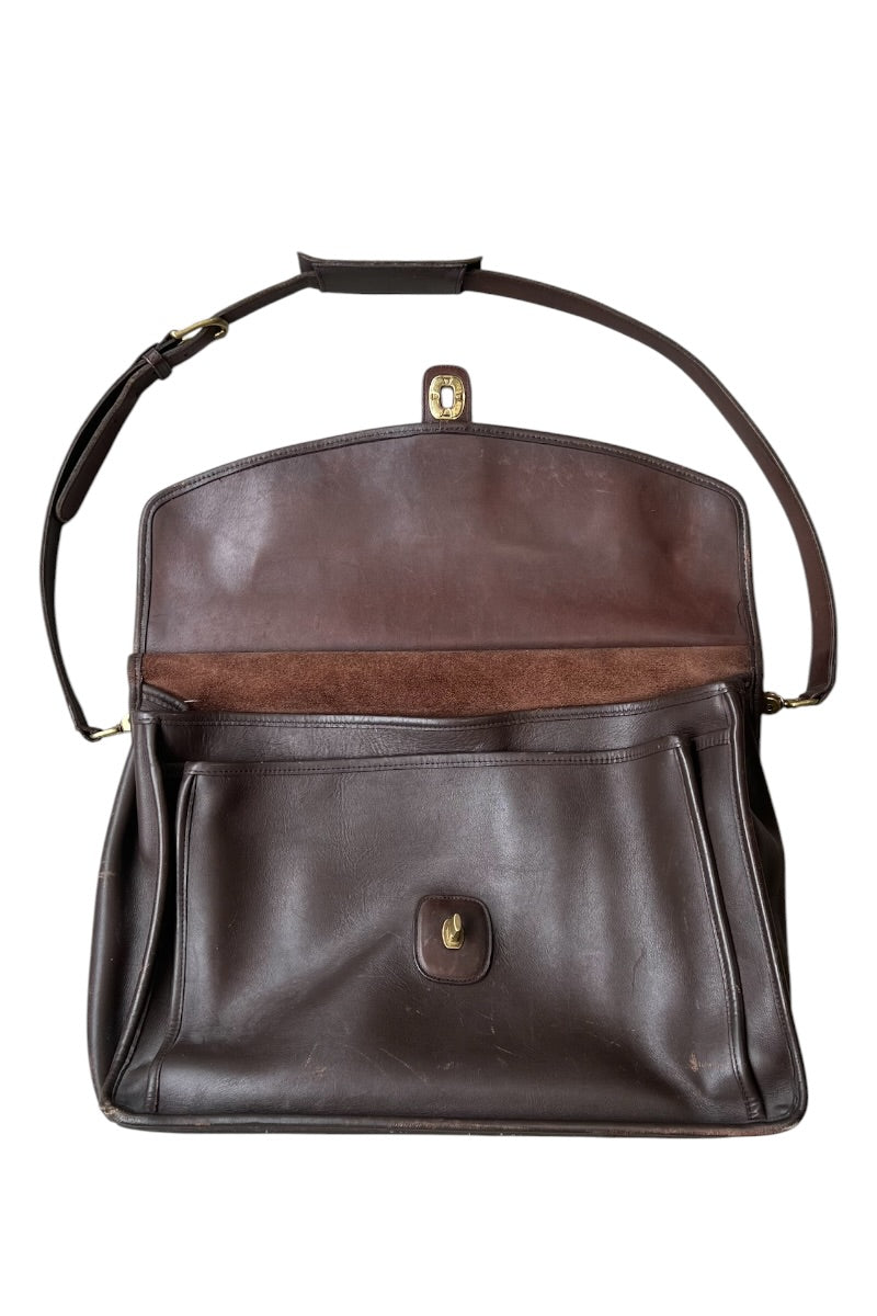 MADE IN USA 80'S LEATHER SHOULDER BAG / BROWN [SIZE: ONE SIZE USED]