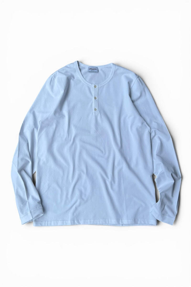 HENLEY NECK L/S TEE / WHITE [SIZE: M DEADSTOCK/NOS]
