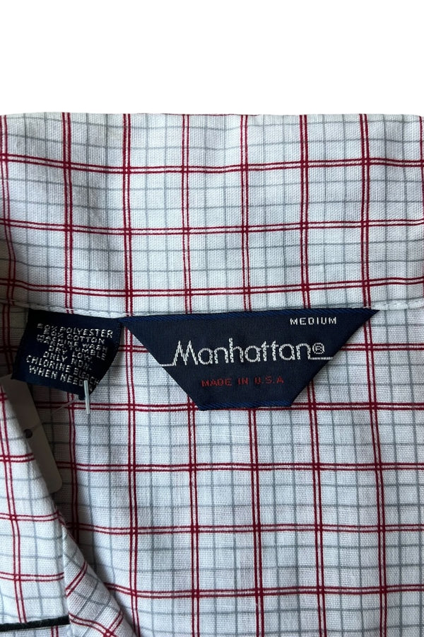 MADE IN USA 90'S S/S PJ CHECK SHIRT / WHITE [SIZE: M USED]