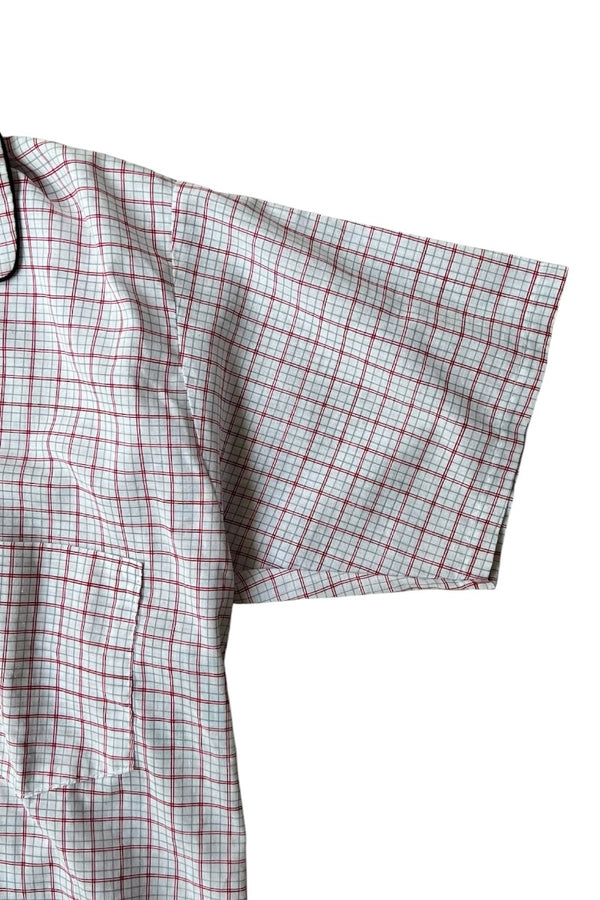 MADE IN USA 90'S S/S PJ CHECK SHIRT / WHITE [SIZE: M USED]