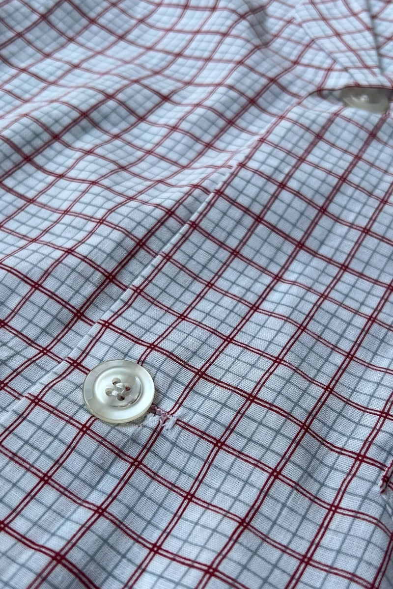 MADE IN USA 90'S S/S PJ CHECK SHIRT / WHITE [SIZE: M USED]