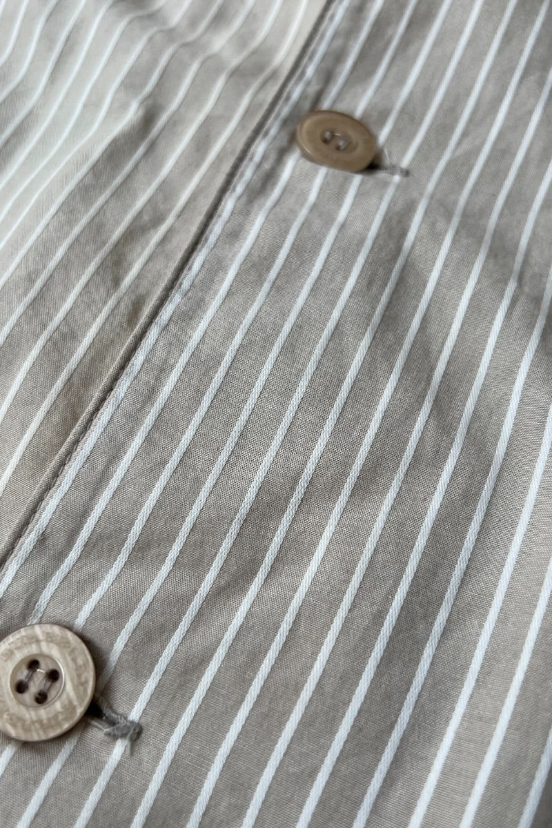 MADE IN JAPAN L/S STRIPE PAJAMA SHIRT / BEIGE [SIZE: L USED]