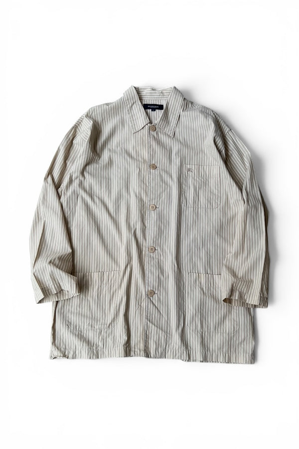 MADE IN JAPAN L/S STRIPE PAJAMA SHIRT / BEIGE [SIZE: L USED]
