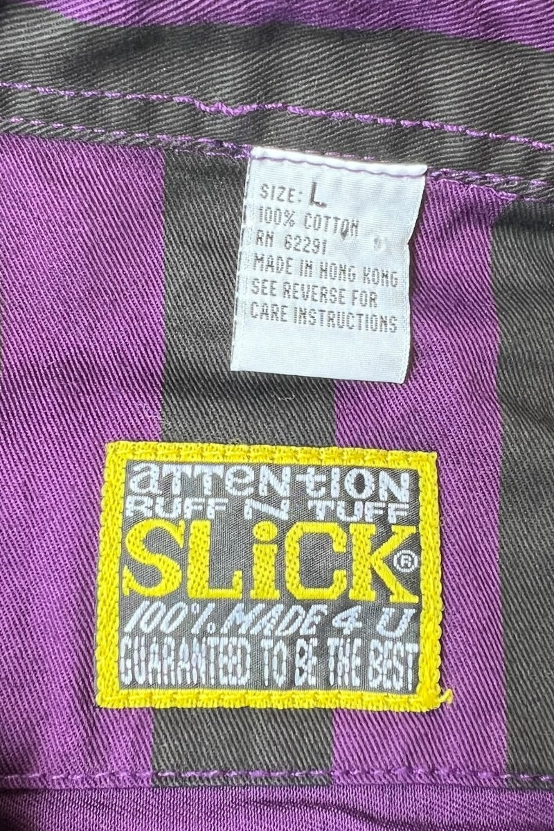 90'S L/S STRIPE SHIRT JACKET / PURPLE [SIZE: L DEADSTOCK/NOS]