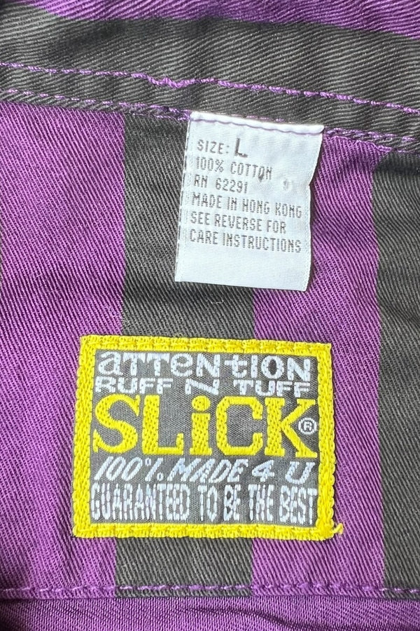 90'S L/S STRIPE SHIRT JACKET / PURPLE [SIZE: L DEADSTOCK/NOS]