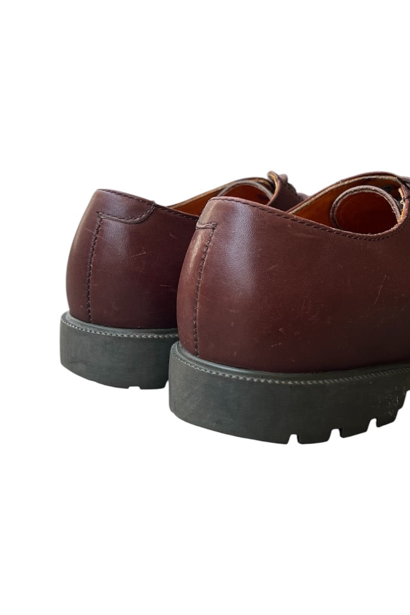 90'S PLAIN TOE  LEATHER SHOES / BROWN [SIZE: US8 (26.5cm相当) USED]