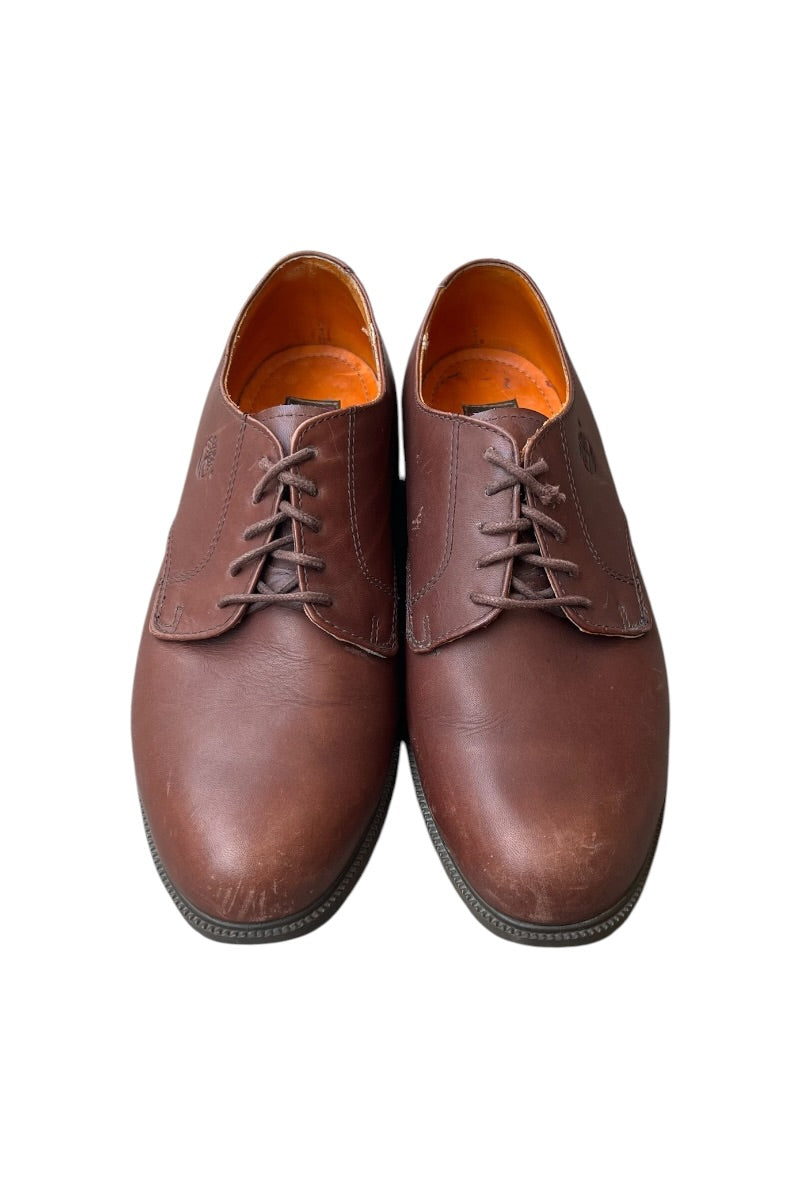90'S PLAIN TOE  LEATHER SHOES / BROWN [SIZE: US8 (26.5cm相当) USED]