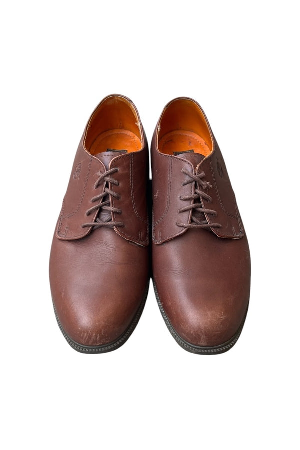 90'S PLAIN TOE  LEATHER SHOES / BROWN [SIZE: US8 (26.5cm相当) USED]