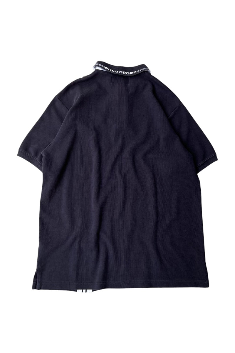 90'S HALF-ZIP POLO SHIRT / BLACK [SIZE: L USED]
