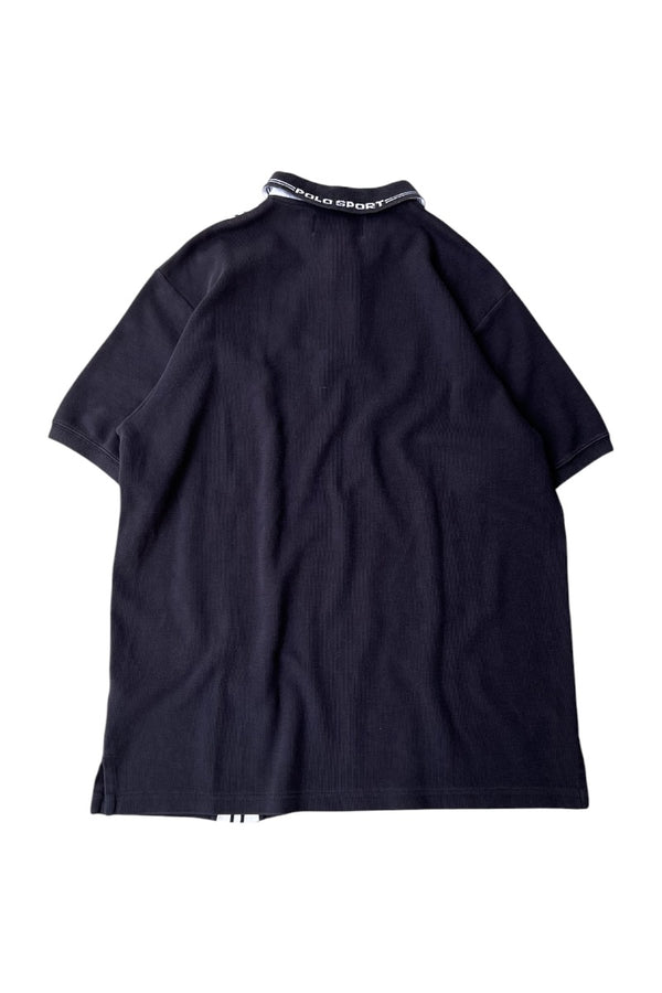 90'S HALF-ZIP POLO SHIRT / BLACK [SIZE: L USED]