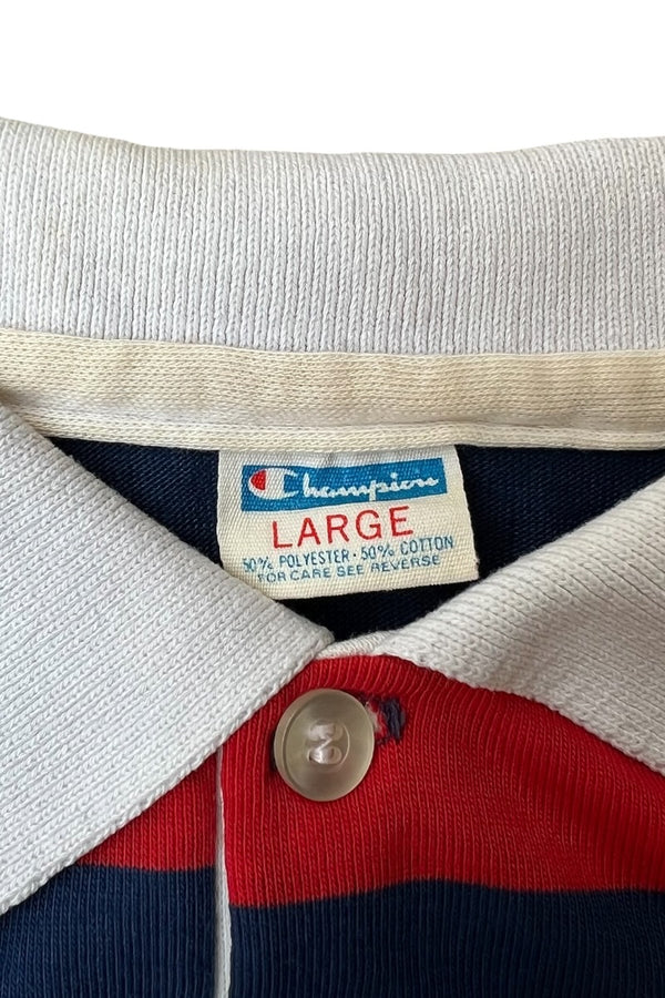 MADE IN USA 80'S S/S BORDER POLO SHIRT / RED [SIZE: L USED]