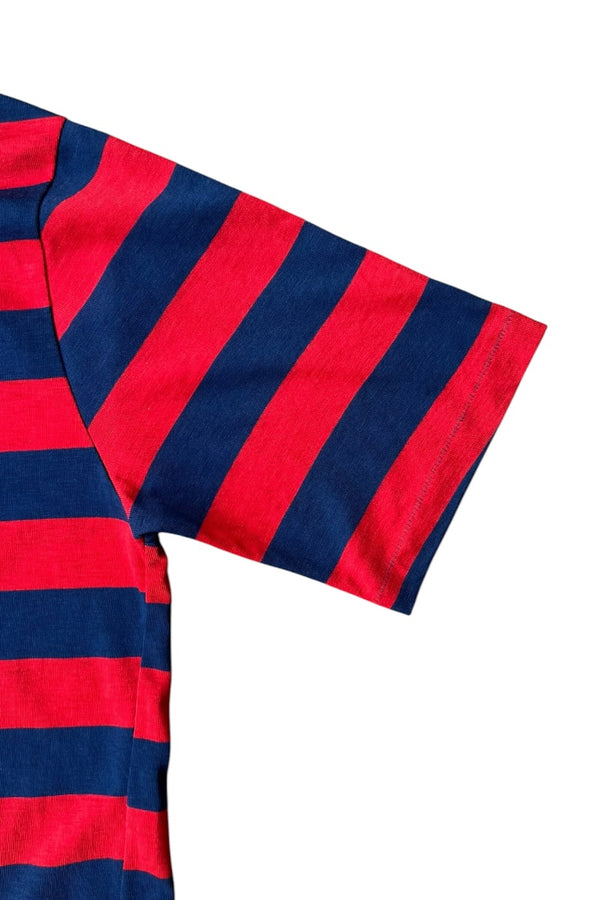MADE IN USA 80'S S/S BORDER POLO SHIRT / RED [SIZE: L USED]