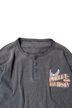 画像をギャラリービューアに読み込む, 90'S HARLEY DAVIDSON HENLEY NECK L/S T-SHIRT / BLACK [SIZE: L USED]
