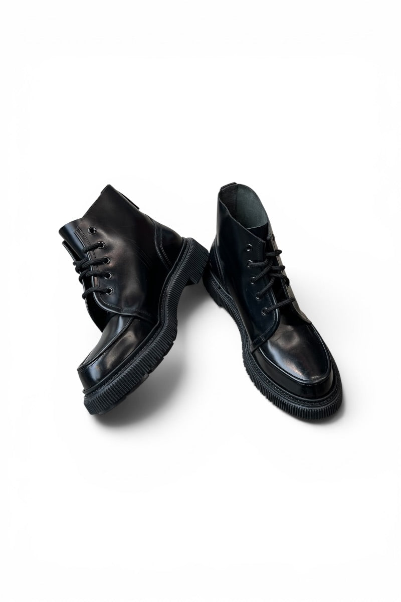 MADE IN ITALY LEATHER HEEL SHOES / BLACK [SIZE: 39 (25cm 상당) USED]