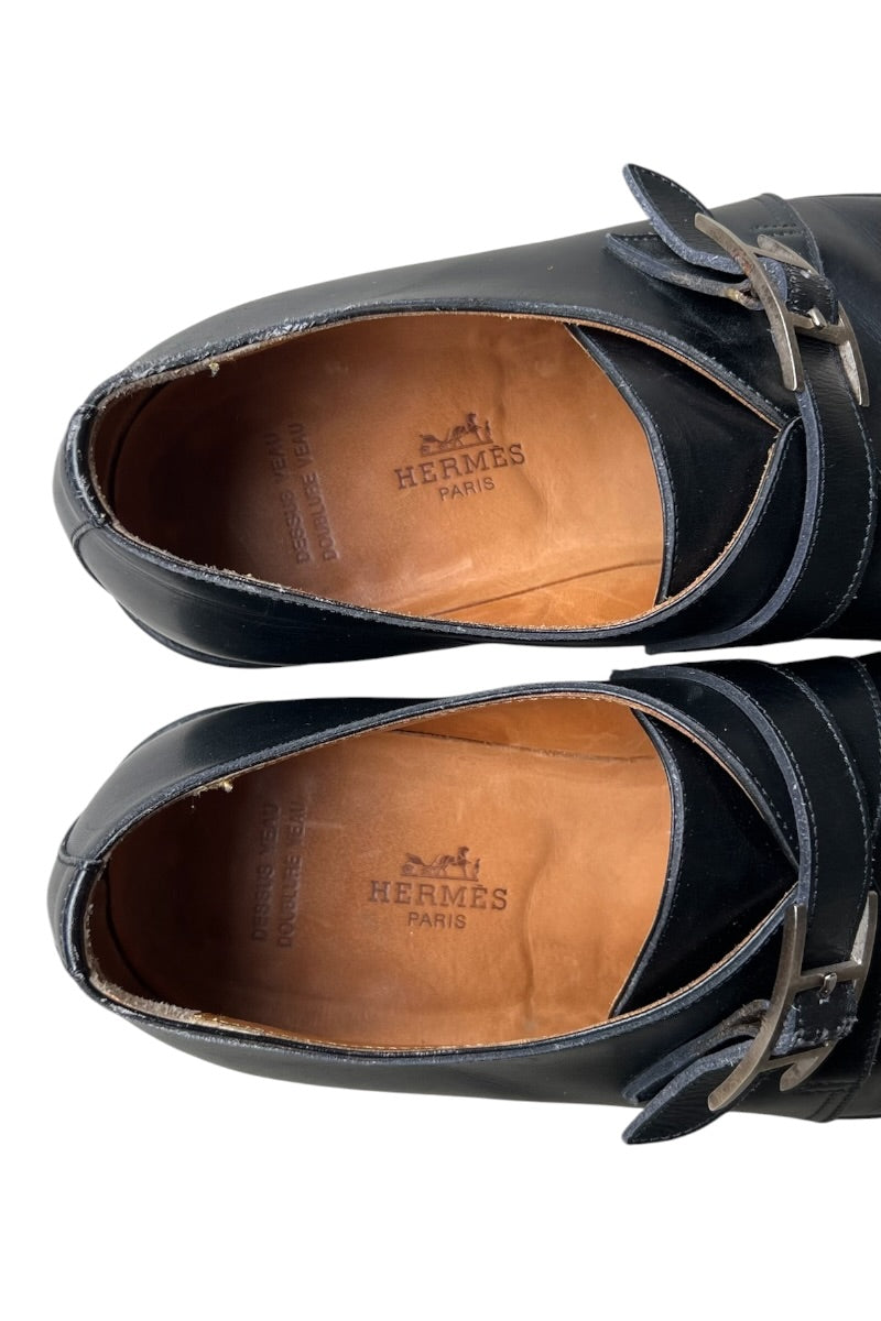 MADE IN ITALY DIAMANTE LEATHER LOAFERS / BLACK [SIZE: US9 (27cm 상당) USED]
