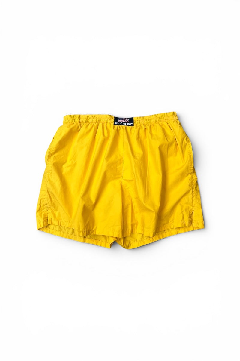 90'S NYLON SWIM SHORTS / YELLOW [SIZE: M USED]