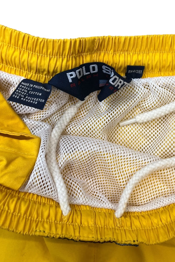 90'S NYLON SWIM SHORTS / YELLOW [SIZE: M USED]