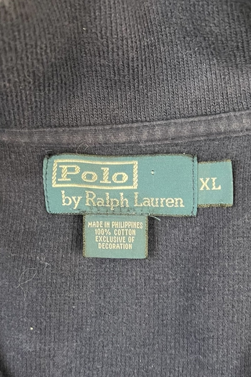 90'S HALF-ZIP COTTON SWEATSHIRT / NAVY [SIZE: XL USED]