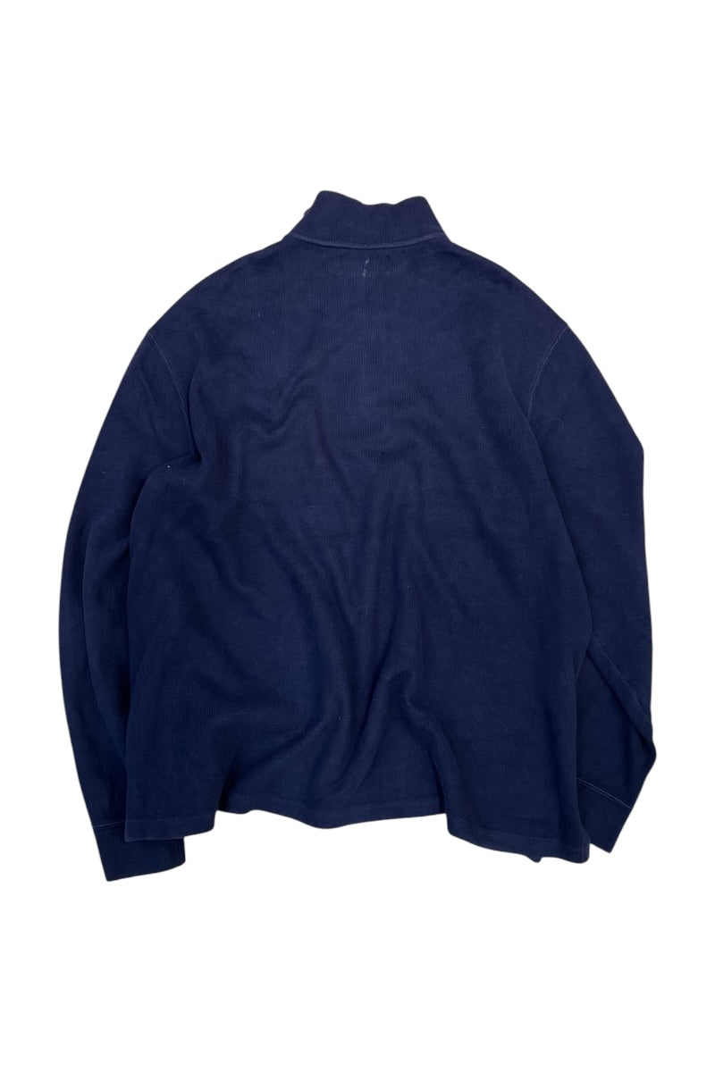 90'S HALF-ZIP COTTON SWEATSHIRT / NAVY [SIZE: XL USED]