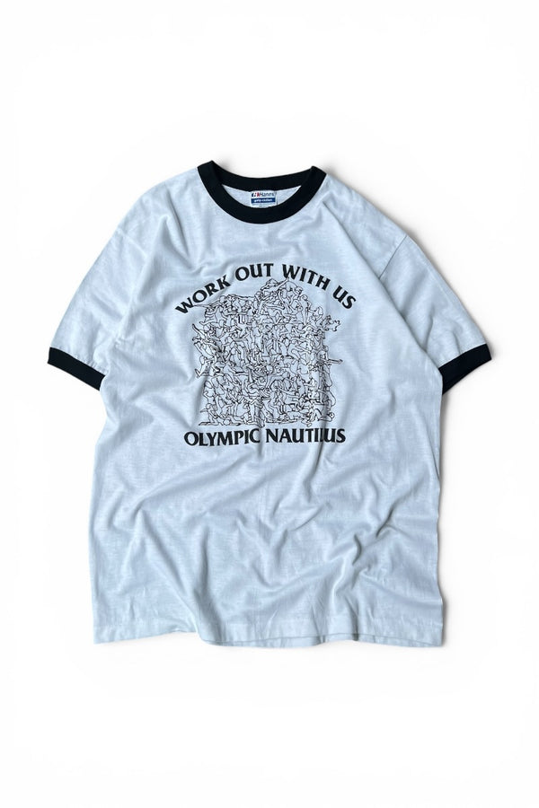 MADE IN USA 90'S RINGER EROTIC T-SHIRT / WHITE [SIZE: L USED]