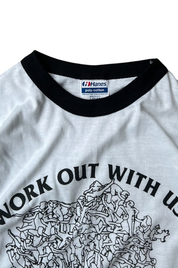 MADE IN USA 90'S RINGER EROTIC T-SHIRT / WHITE [SIZE: L USED]