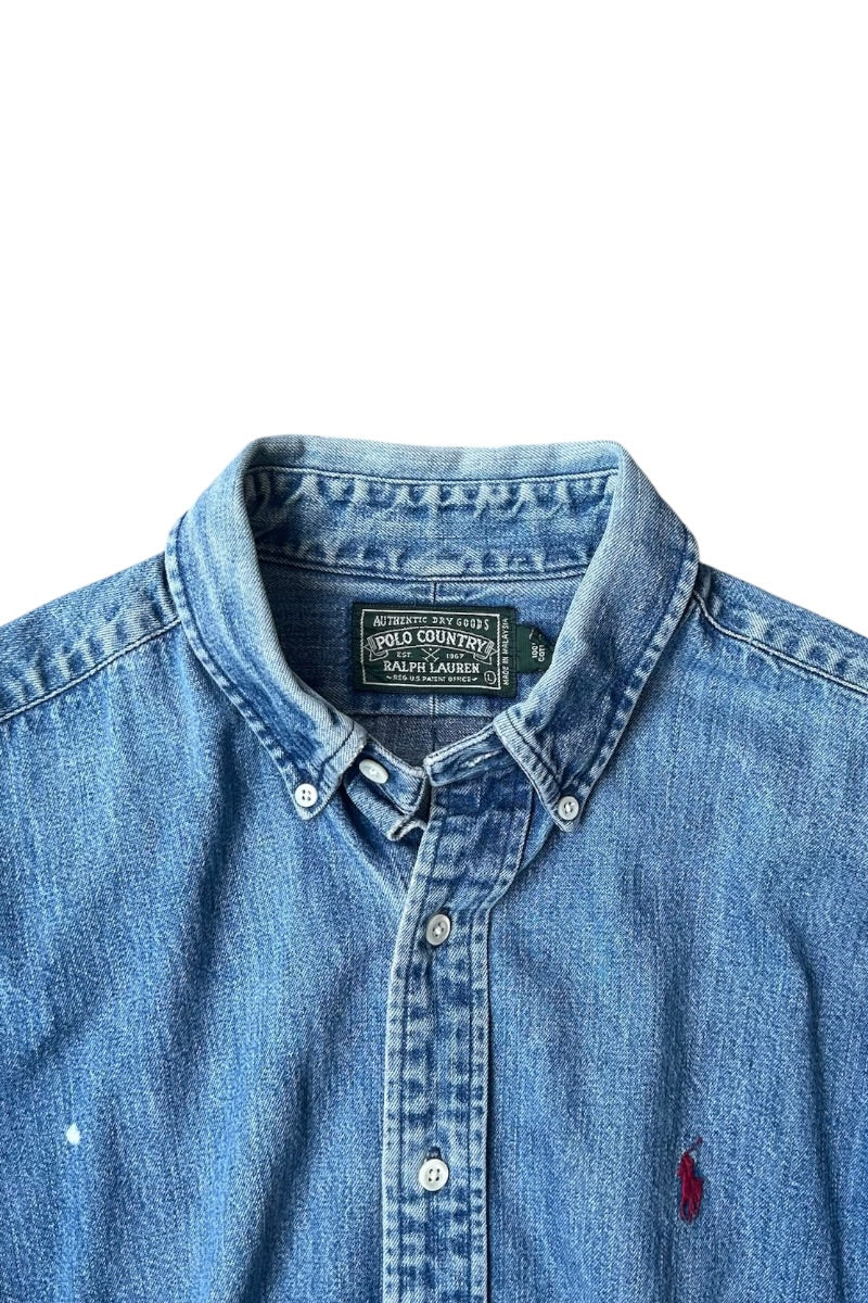 90-92'S L/S DENIM SHIRT / INDIGO [SIZE: L USED]