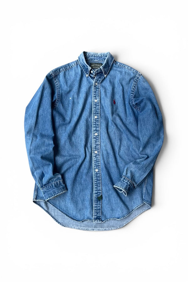 90-92'S L/S DENIM SHIRT / INDIGO [SIZE: L USED]