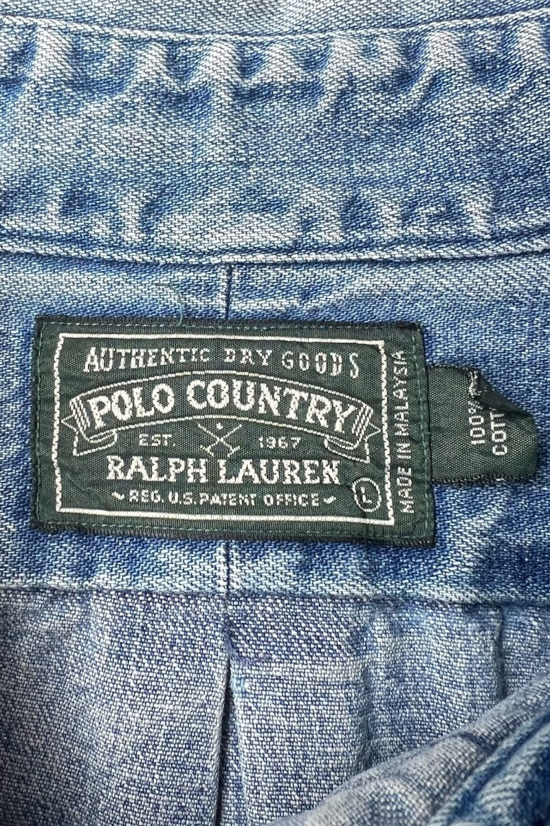90-92'S L/S DENIM SHIRT / INDIGO [SIZE: L USED]