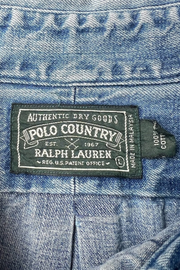 90-92'S L/S DENIM SHIRT / INDIGO [SIZE: L USED]