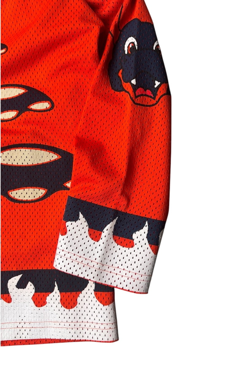 MADE IN USA 90'S SPARKY HOCKEY GAME SHIRT / ORANGE [SIZE: KID'S M USED]