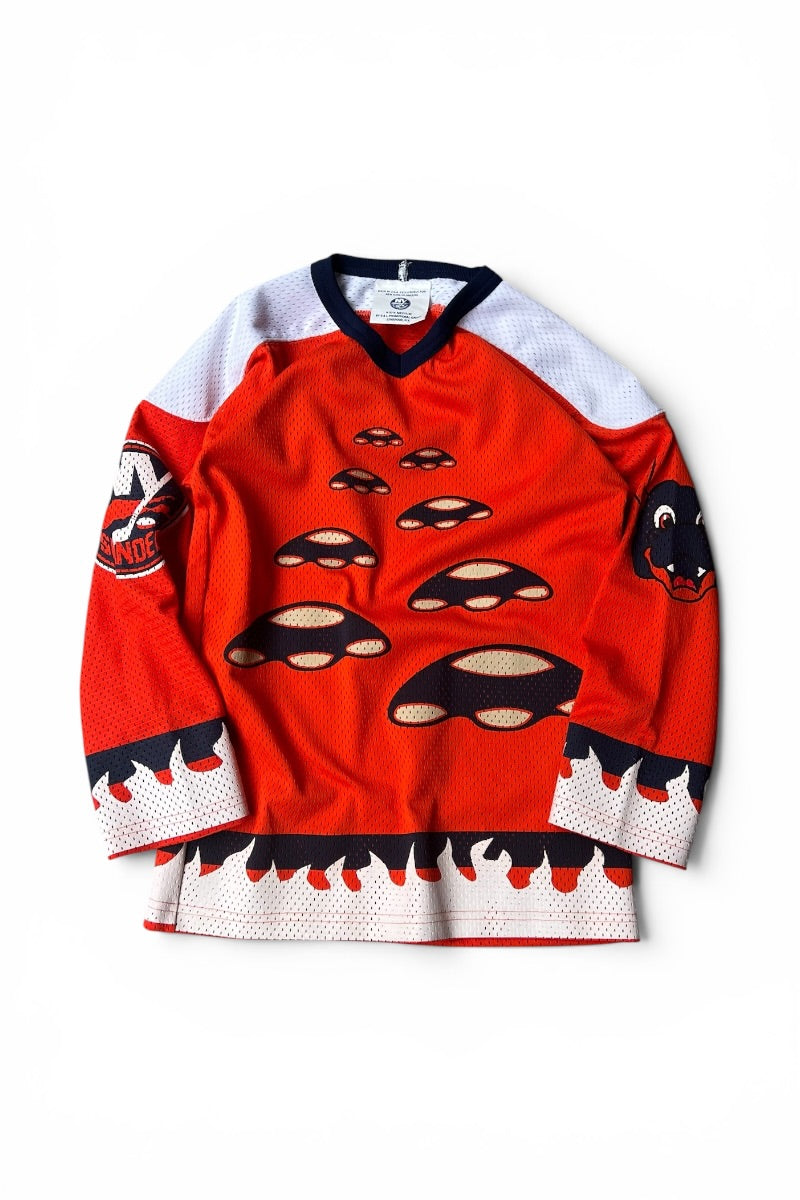 MADE IN USA 90'S SPARKY HOCKEY GAME SHIRT / ORANGE [SIZE: KID'S M USED]