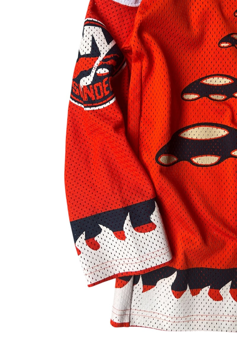 MADE IN USA 90'S SPARKY HOCKEY GAME SHIRT / ORANGE [SIZE: KID'S M USED]