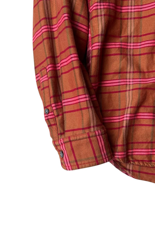 L/S FLANNEL CHECK SHIRT / BROWN [SIZE: S USED]
