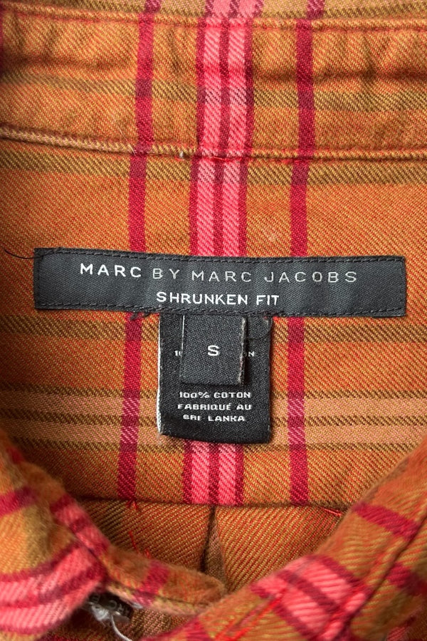 L/S FLANNEL CHECK SHIRT / BROWN [SIZE: S USED]
