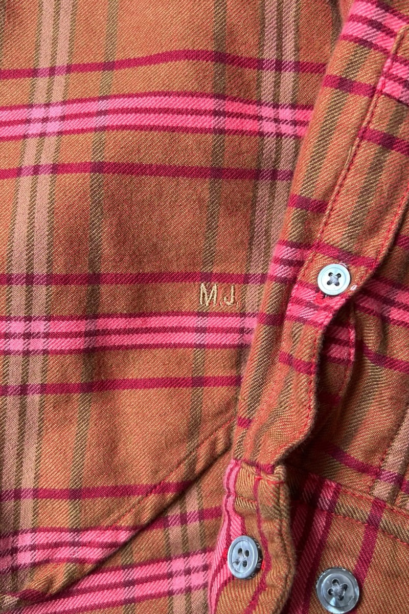 L/S FLANNEL CHECK SHIRT / BROWN [SIZE: S USED]