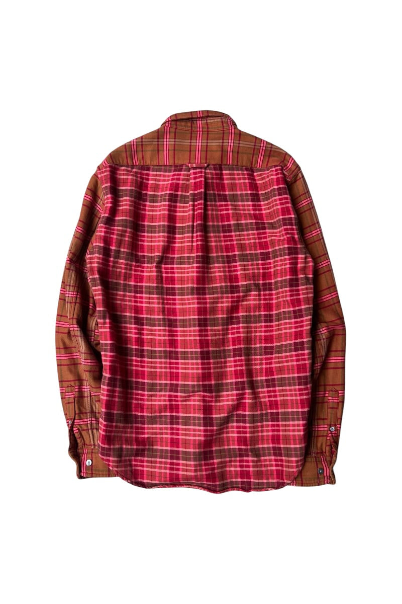 L/S FLANNEL CHECK SHIRT / BROWN [SIZE: S USED]