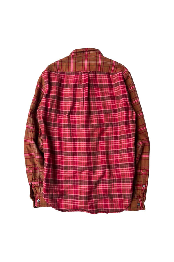 L/S FLANNEL CHECK SHIRT / BROWN [SIZE: S USED]