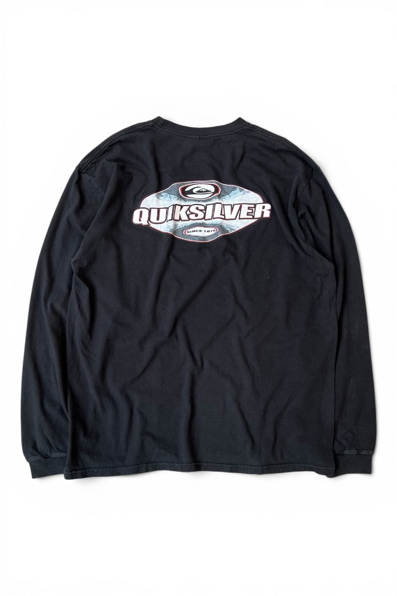 MADE IN USA 90'S-Y2K EARLY 00'S L/S SURF TEE SHIRT / BLACK [SIZE: XL USED]