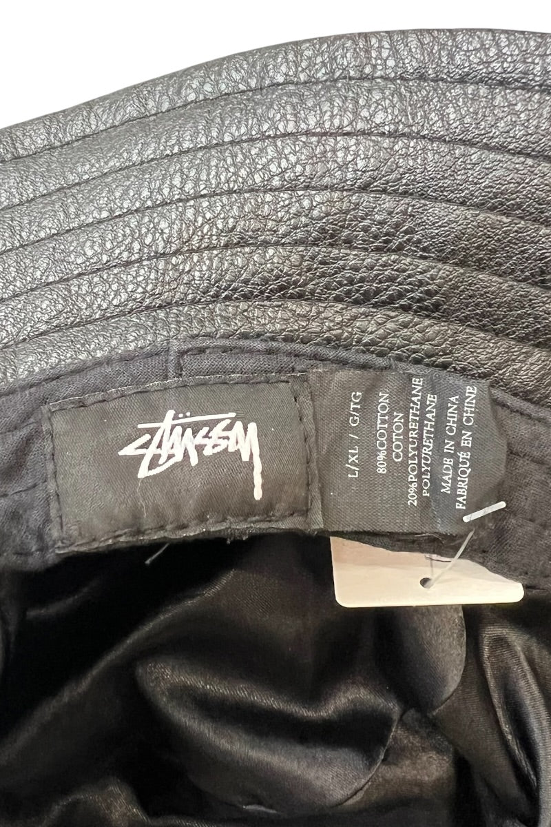 LOGO HAT W/VEGAN LEATHER / BLACK [SIZE: ONE SIZE USED]