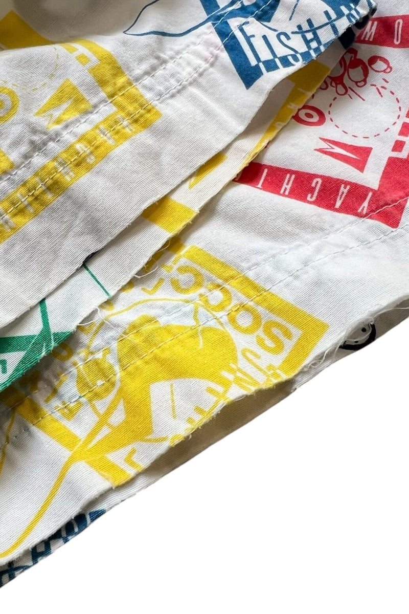 90'S ESPRIT SPORT S/S PATTERN SHIRT / WHITE [SIZE: L USED]